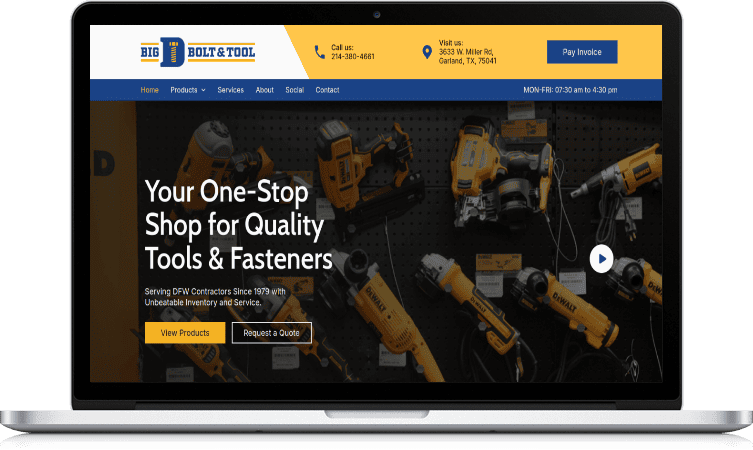 big d bolt and tool website mockup